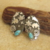 Navajo Alex Sanchez ターコイズ付きオーバルピアス画像
