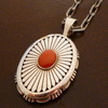 Navajo Howard Nelson サンバーストペンダント 赤サンゴ/レッドコーラル チェーン付き画像