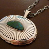 Navajo Howard Nelson サンバーストペンダント ターコイズ/ブルーダイヤモンド チェーン付き画像