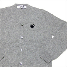 PLAY COMME des GARCONS ワンポイント ウールカーディガン GRAY画像