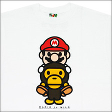 A BATHING APE NFS限定 MARIO to MILO / おんぶ Tシャツ WHITE画像
