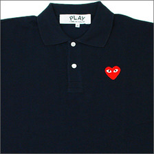 PLAY COMME des GARCONS ハートワッペン 半袖ポロシャツ NAVYxRED画像