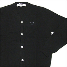 PLAY COMME des GARCONS ワンポイント ウールカーディガン BLACK画像