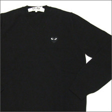 PLAY COMME des GARCONS ワンポイント Vネックニット BLACK画像