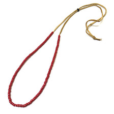 BINGO BROTHERS 革紐ビーズネックレス RED画像