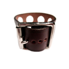 JUTTA NEUMANN #1 wristband holes bracelet/ dark brown画像