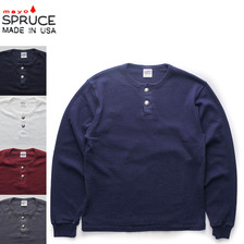 mayo SPRUCE ヘビーウェイト 長袖 コンチョボタン ヘンリーネック Tシャツ画像