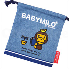 A BATHING APE BABY MILO by SANRIO 巾着 S BLUE画像