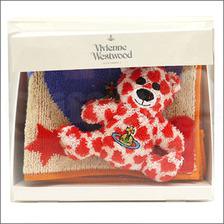 VivienneWestwood ハートベア付き パイルハンカチ RED画像