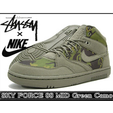 NIKE &times;STUSSY SKY FORCE 88 MID Green Camo 454452-300画像