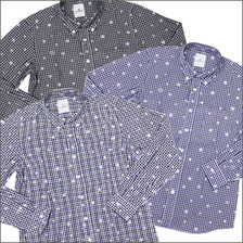 uniform experiment STAR PRINT GINGHAM ボタンダウン長袖シャツ画像
