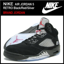 NIKE AIR JORDAN 5 RETRO Black/Red/Silver BRAND JORDAN 136027-010画像