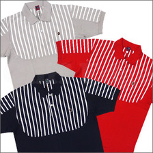 A BATHING APE STRIPE PANEL STONE BIO WASH 半袖ポロシャツ画像