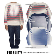 FIDELITY パネル細ボーダー 8分袖ボートネックT NRF11SC-02画像