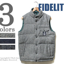 FIDELITY ネップウールリバーシブルダウンベスト 9F-01 PTN画像