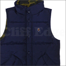 A BATHING APE REVERSIBLE ダウンベスト NAVY画像