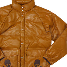 A BATHING APE x mastermind JAPAN LEATHER CLASSIC DOWN JACKET BROWN画像