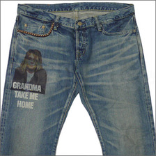 HYSTERIC GLAMOUR カートコバーン プリントデニムパンツ INDIGO画像