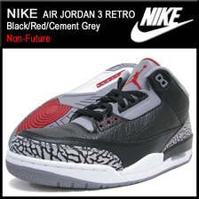 NIKE AIR JORDAN 3 RETRO Black/Red/Cement Grey Non-Future 136064-010画像
