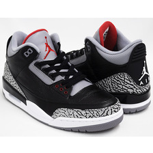NIKE AIR JORDAN 3 RETRO BLACK / VARSITY RED - CEMENT GREY 136064-010画像