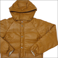 A BATHING APE LEATHER CLASSIC ダウンジャケット BROWN画像