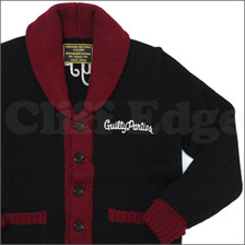 WACKOMARIA ショールカラー カーディガン BLACKxRED画像