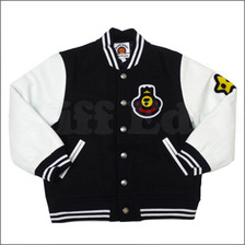A BATHING APE BAPE KIDS BABY MILO VARSITY ジャケット BLACK画像