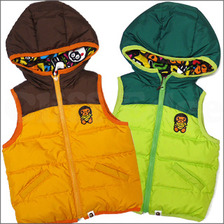 A BATHING APE BAPE KIDS MILO BANANA POOL REVERSIBLEダウンベスト画像