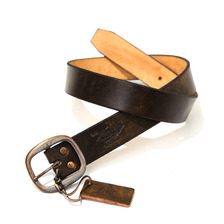 GOLD VINTAGE LEATHER BELT-BLACK GL01970画像