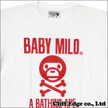 A BATHING APE PIRATE MILOクロスボーン Tシャツ WHITE画像