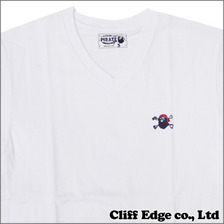 A BATHING APE PIRATE ワンポイント Vネック Tシャツ WHITE画像