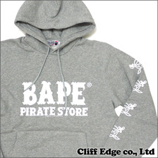 A BATHING APE PIRATE BAPE ロゴ パーカー GRAY画像