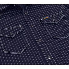 IRON HEART 12oz ウォバッシュストライ プウエスタンシャツ IHSH-62画像