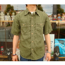 Cushman LINEN ROUND YOKE WORK SHIRTS 25244画像