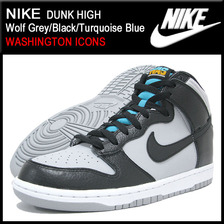 NIKE DUNK HIGH Wolf Grey/Black/Turquoise Blue WASHINGTON ICONS 317982-047画像