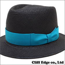 WACKOMARIA パナマハット BLACKxTURQUOISE画像