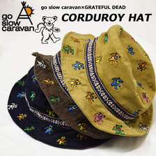 go slow caravan グレイトフルデッド ドット刺繍 コーデュロイハット 345502画像