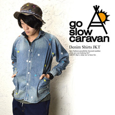go slow caravan 花刺繍 脇ポケット ショールシャツ  340911画像