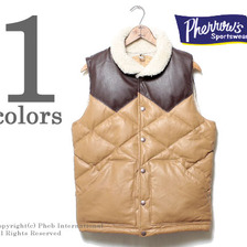 Pherrow's ノーザンエクスプローラー ムートンファーレザーダウンベスト 12W-NEDV-L画像