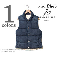REMI RELIEF &times;PHEB ブルーインディゴダウンベスト RN12113005UN画像