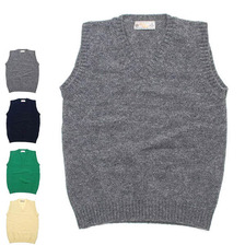 NORMAN TULLOCH シェットランド Vネックベスト セーター メンズ画像