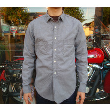 FREEWHEELERS DELTABLUES SHIRT Grained Random Stripe Chambray 1233004画像