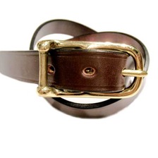 MARTIN FAIZEY 1inch TUG BUCKLE BRIDLE LEATHER BELT dark brown(brass)画像