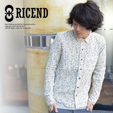 RICEND ワッシャー加工小花柄長袖スリムシャツ 626-6441画像