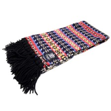 DRAKE'S #005 FAIRISLE PATCHWORK MUFFLER navy x gold mix画像