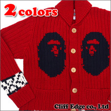 A BATHING APE APE HEAD KNIT CARDIGAN画像
