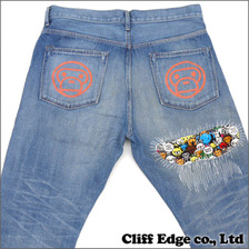 A BATHING APE MILO ALL ANIMALS DAMEGE DENIM PANTS WASH INDIGO 2010-150-604画像