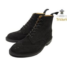 Tricker's M2508 BROGUE BOOTS "MALTON" BLACK REPELLO SUEDE画像