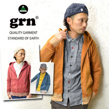 grn アシッドウォッシュ加工ボーダーリブジップパーカー(2カラー) GRN113008Y画像