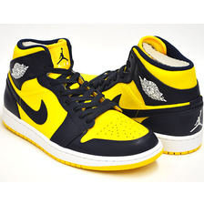 NIKE AIR JORDAN 1 MID  VARSITY MAIZE / MDNGHT NAVY - WHT COLLEGE PACK 554724-707画像